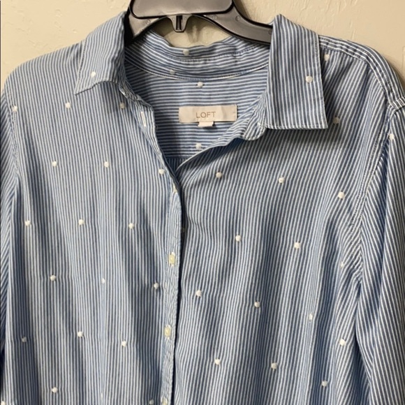 Loft blue striped button down top size L - Picture 11 of 11